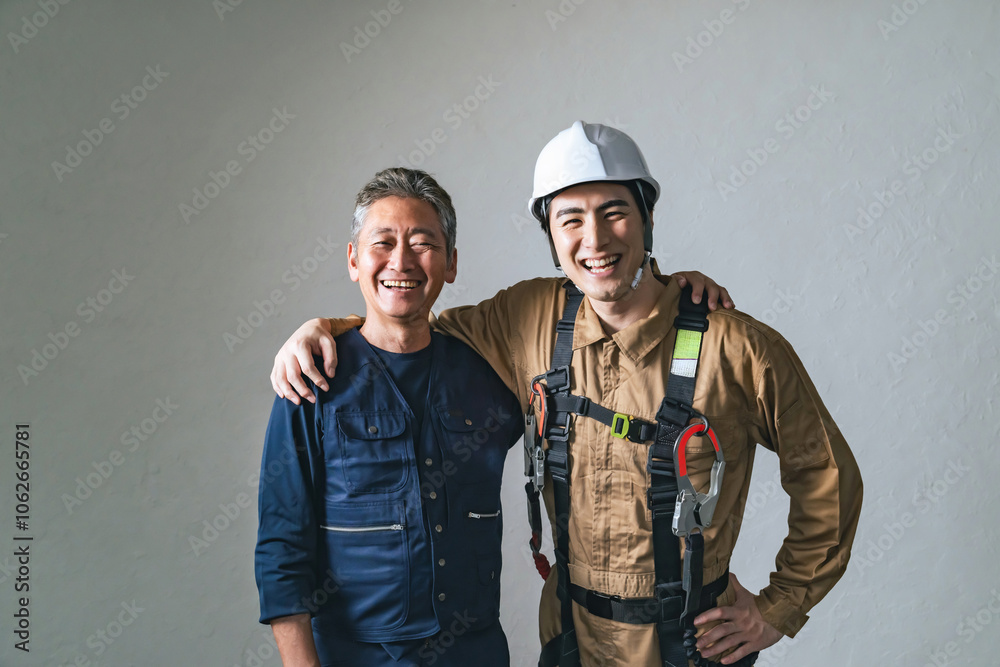先輩と一緒に作業するスタッフ